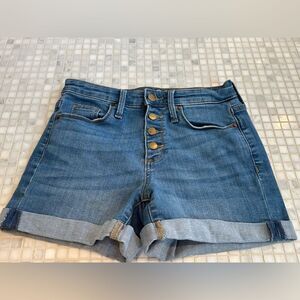 Universal Thread Blue High Rise Jean Shorts with Rolled Hem and Button Fly